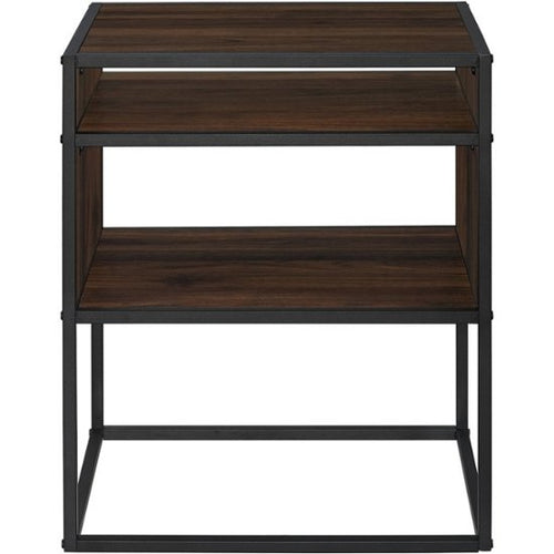 Walker Edison - Industrial Modern End / Side Table - Dark Walnut